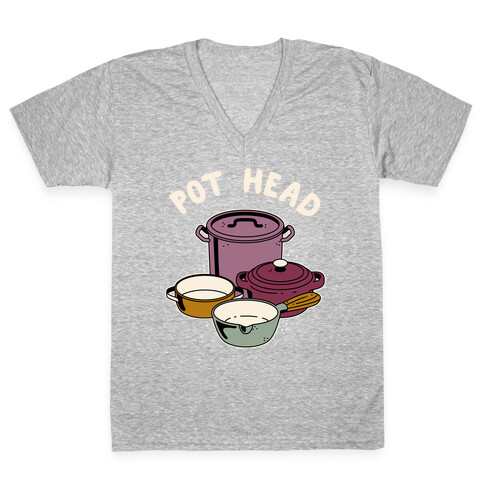 Pot Head Cooking Pots V-Neck Tee Shirt