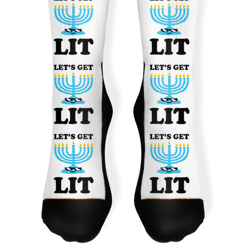 Let's Get Lit Menorah Sock