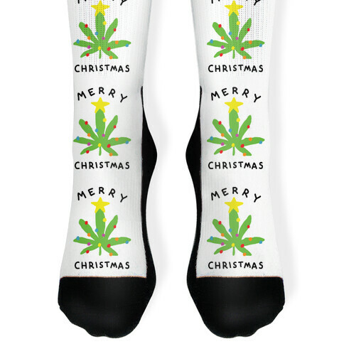Merry Christmas Pot Leaf Sock