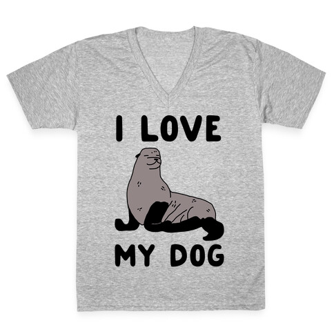 I Love My Dog (Seal) V-Neck Tee Shirt