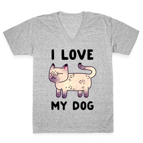 I Love My Dog (Cat) V-Neck Tee Shirt