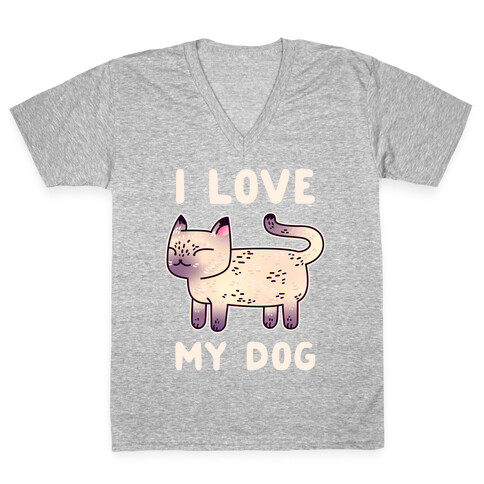 I Love My Dog (Cat) V-Neck Tee Shirt