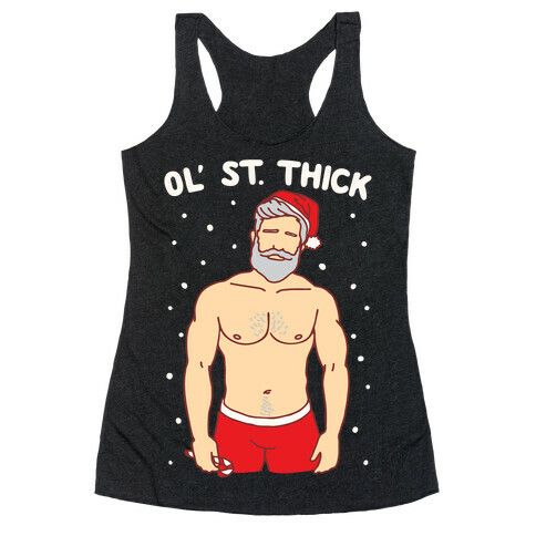 Ol' St. Thick Parody White Print Racerback Tank Top