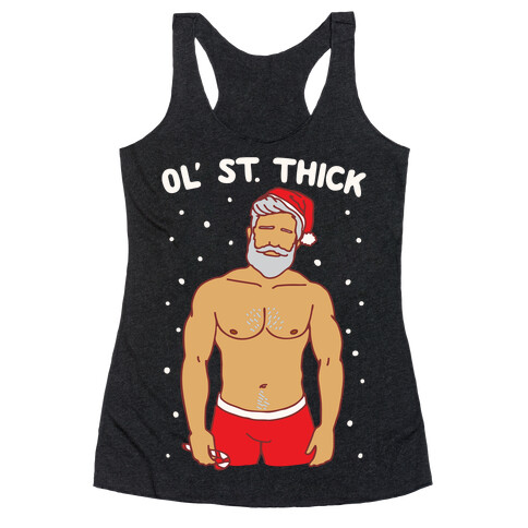 Ol' St. Thick Parody White Print Racerback Tank Top