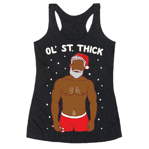 Ol' St. Thick Parody White Print Racerback Tank Top