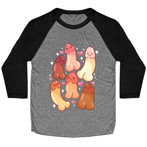 Kawaii Penises Pattern Baseball Tee