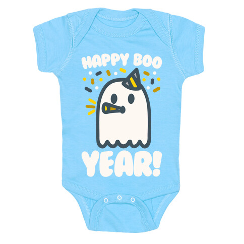 Happy Boo Year White Print Baby One-Piece