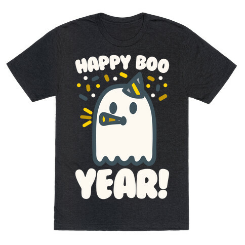 Happy Boo Year White Print T-Shirt