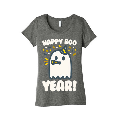 Happy Boo Year White Print Womens T-Shirt