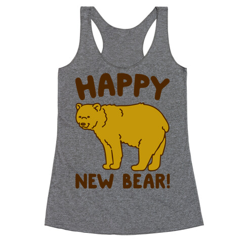 Happy New Bear  Racerback Tank Top