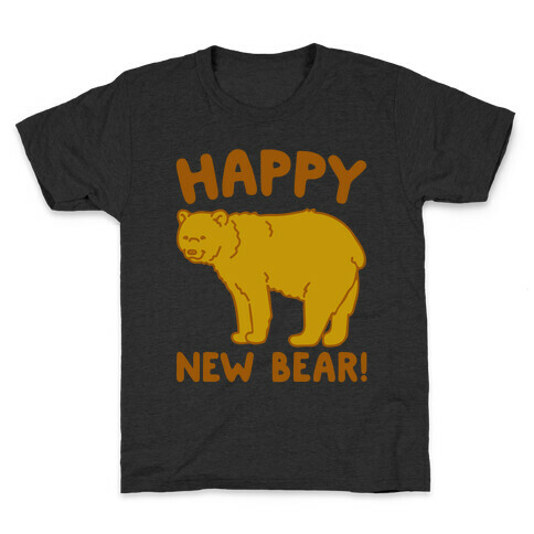 Happy New Bear White Print Kids T-Shirt