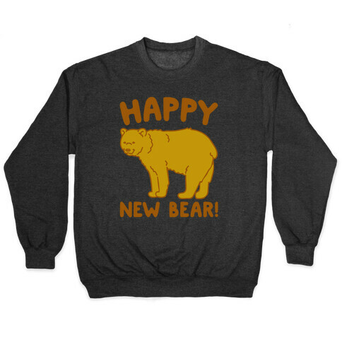 Happy New Bear White Print Pullover