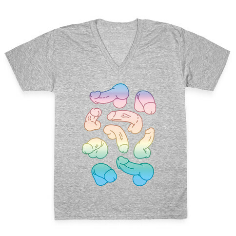 Pastel Penis Pattern V-Neck Tee Shirt