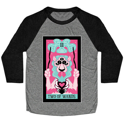 Creepy Cute Tarots: Two Of Wands Baseball Tee