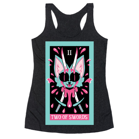 Creepy Cute Tarots: Two Of Swords Racerback Tank Top