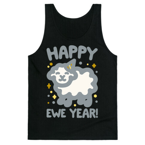 Happy Ewe Year White Print Tank Top