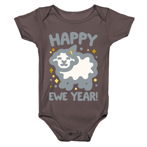 Happy Ewe Year White Print Baby One-Piece