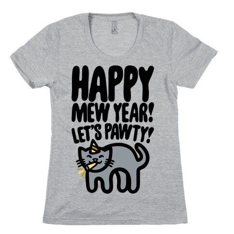 Happy Mew Year Let's Pawty Womens T-Shirt