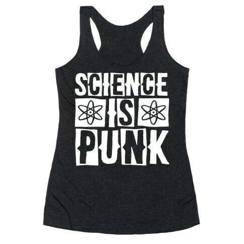Science Is Punk White Print Racerback Tank Top