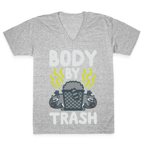 Body By Trash White Print V-Neck Tee Shirt