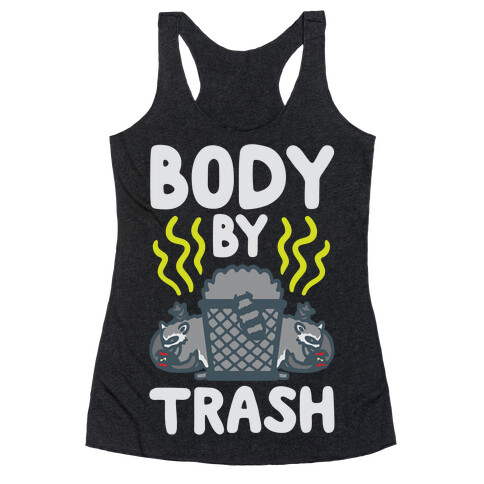 Body By Trash White Print Racerback Tank Top