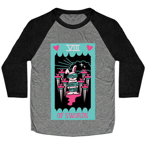 Creepy Cute Tarots: Eight of Swords Baseball Tee