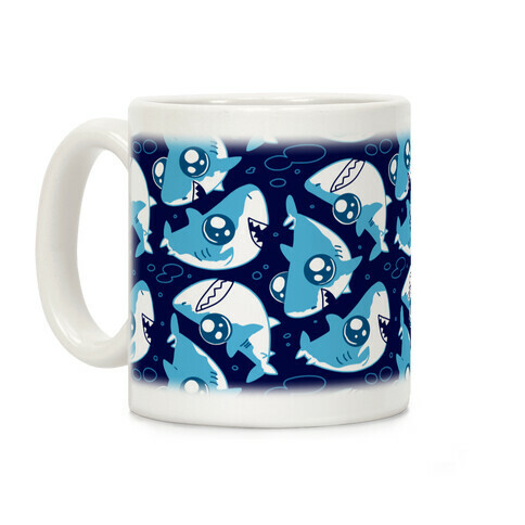 Cute Big Eyed Shark Pattern Coffee Mug