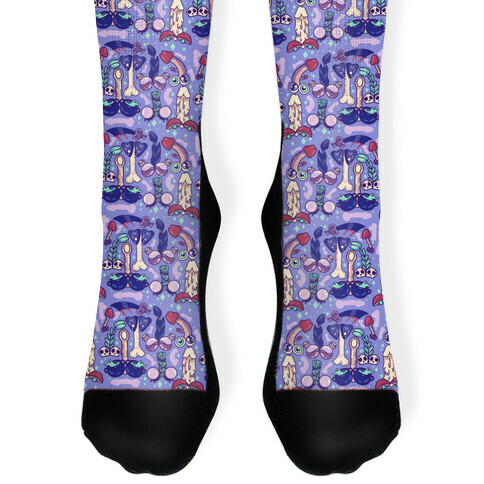 Phallic Witchy Things Pattern Sock