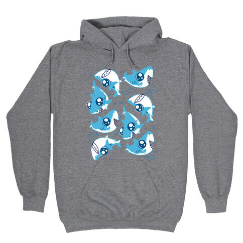 Cute Big Eyed Shark Pattern Hooded Sweatshirt