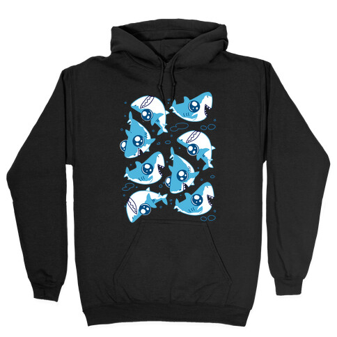 Cute Big Eyed Shark Pattern Hooded Sweatshirt