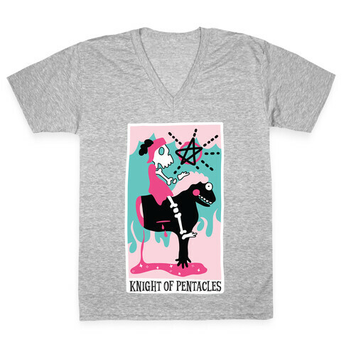 Creepy Cute Tarots: Knight of Pentacles V-Neck Tee Shirt