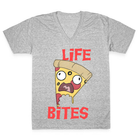 Life Bites Pizza V-Neck Tee Shirt