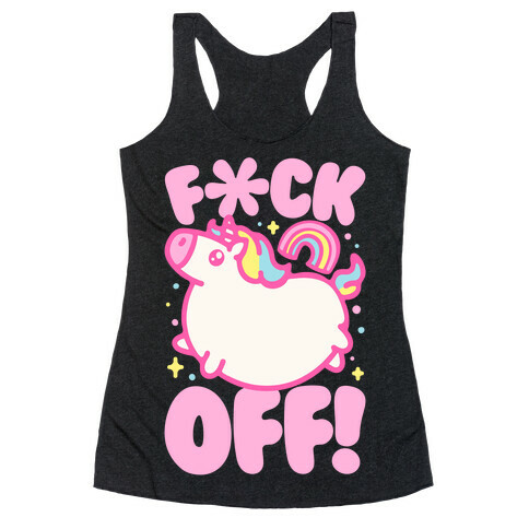 F*ck Off Unicorn White Print Racerback Tank Top