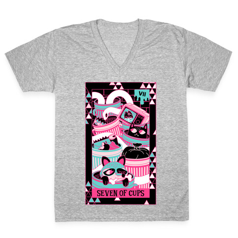 Creepy Cute Tarots: Seven Of Cups V-Neck Tee Shirt