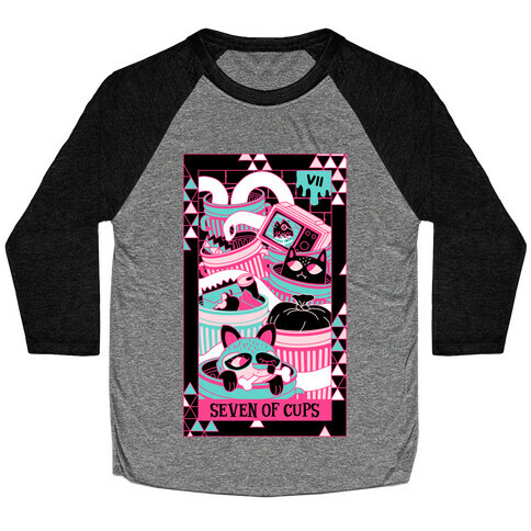 Creepy Cute Tarots: Seven Of Cups Baseball Tee