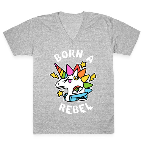 Born a Rebel (Punk Unicorn) V-Neck Tee Shirt