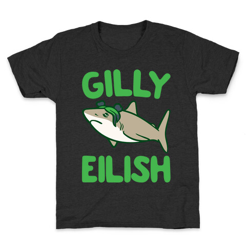 Gilly Eilish Shark Parody White Print Kids T-Shirt