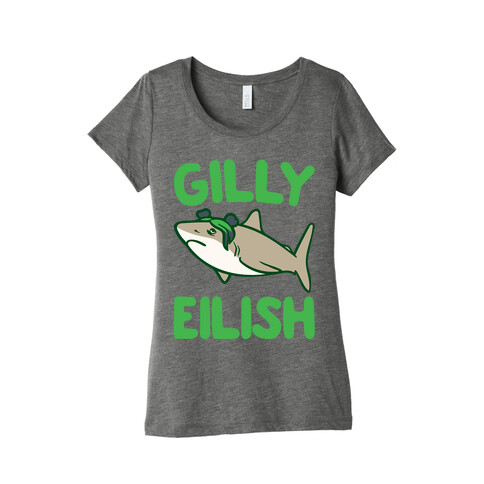 Gilly Eilish Shark Parody White Print Womens T-Shirt