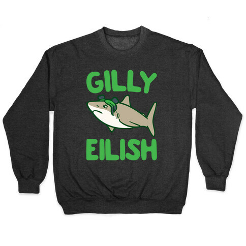 Gilly Eilish Shark Parody White Print Pullover