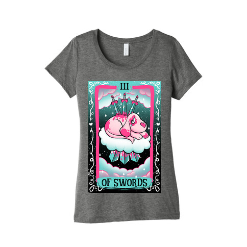 Creepy Cute Tarots: Three Of Swords Womens T-Shirt