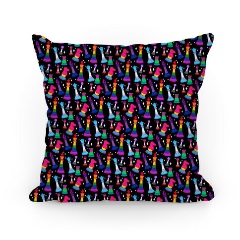 Pride Chess Pieces Pattern Pillow