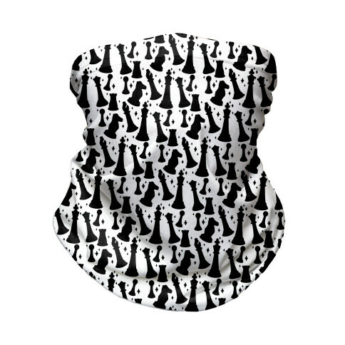 Black and White Chess Pieces Pattern Neck Gaiter