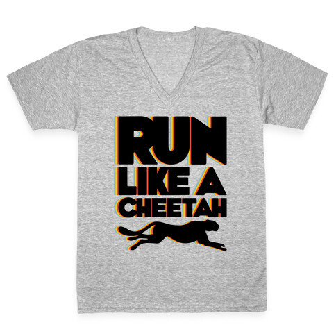 Run Like A Cheetah V-Neck Tee Shirt