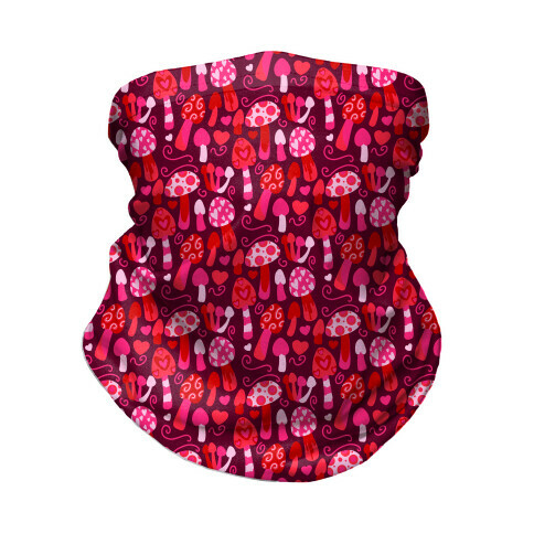 Valentine's Day Mushrooms Pattern Neck Gaiter