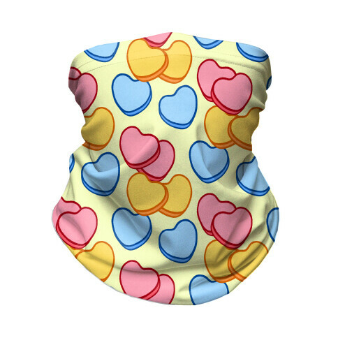 Candy Hearts Mask Yellow Neck Gaiter