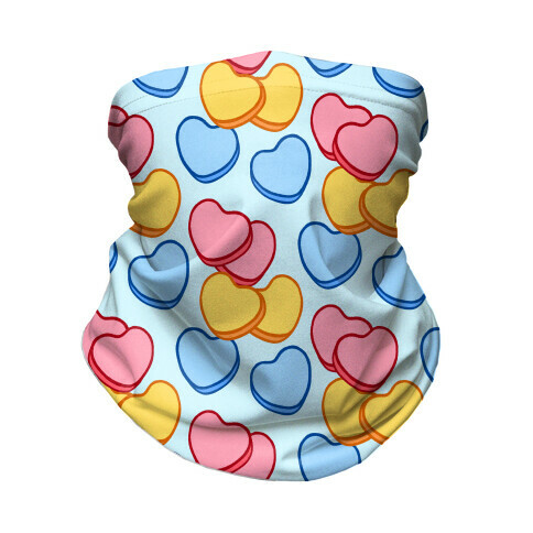 Candy Hearts Mask Blue Neck Gaiter