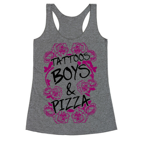 Tattoos Boys & Pizza Racerback Tank Top