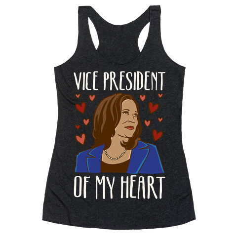 Vice President of My Heart White Print  Racerback Tank Top