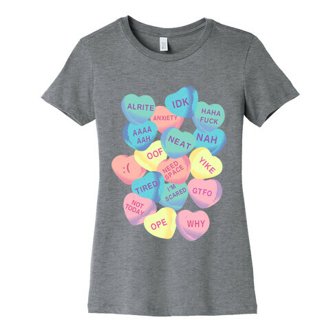 Awkward Candy Hearts Womens T-Shirt