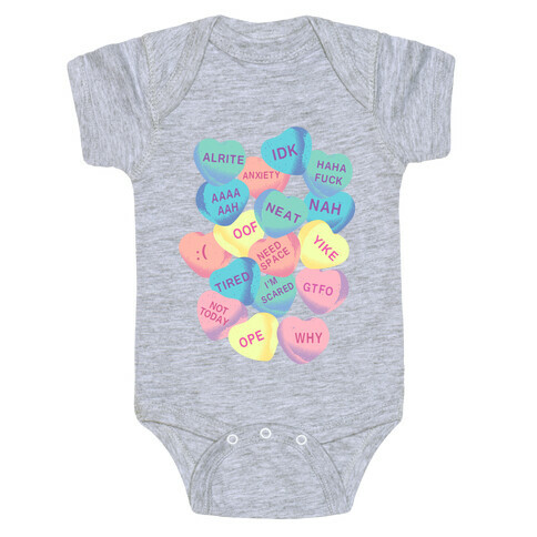 Awkward Candy Hearts Baby One-Piece